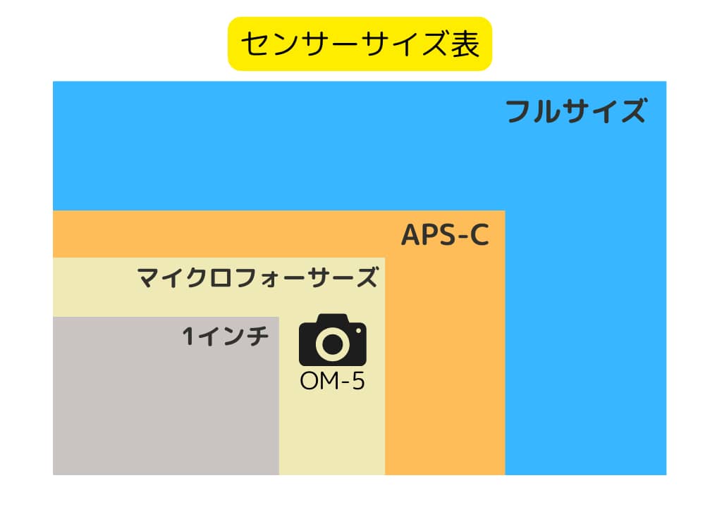 カメラセンサーサイズの説明の図