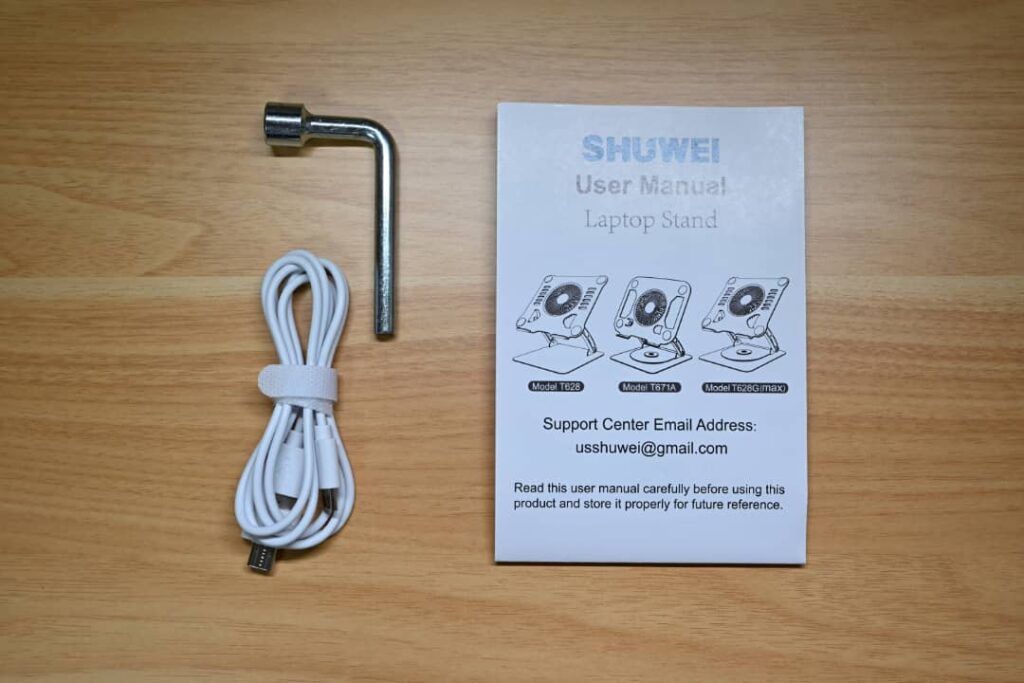 SHUWEI 360°回転式ノートパソコン冷却スタンド 付属品
